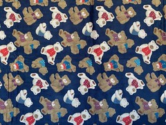 CORDUROY FABRIC~Teddy Bears in Vests Bow Ties~NAVY BROWN BLUE RED~Needlecord~