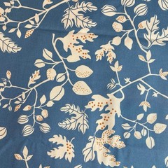 Vtg 2007 Ikea Sweden Fabric By Sissi Edholm & Lisa Ullenius Blue Leaves 60Wx32L
