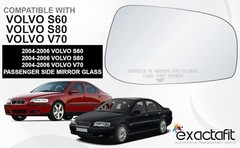 Passenger Side Mirror Glass Replacement For 2004 2005 2006 Volvo S60 S80 V70 …