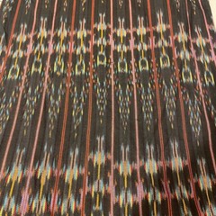 Guatemalan Ikat Woven Cotton Fabric Textile Pattern Black Multi Color 36″ NEW