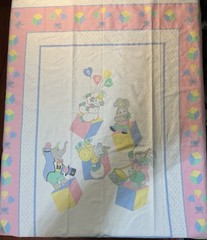 Baby Circus Theme TWO Fabric Panel Bunny Clown Elephant Building Blocks Nursery