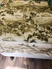 2 Yards Tropical Olive Green White Dolphins Hibiscus Island 100% Cotton