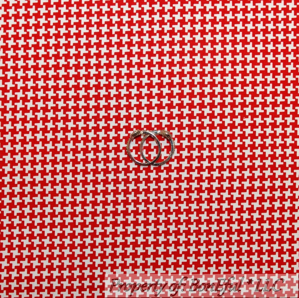 BonEful FABRIC FQ Cotton Quilt Red White Houndstooth American Girl Check Dress S