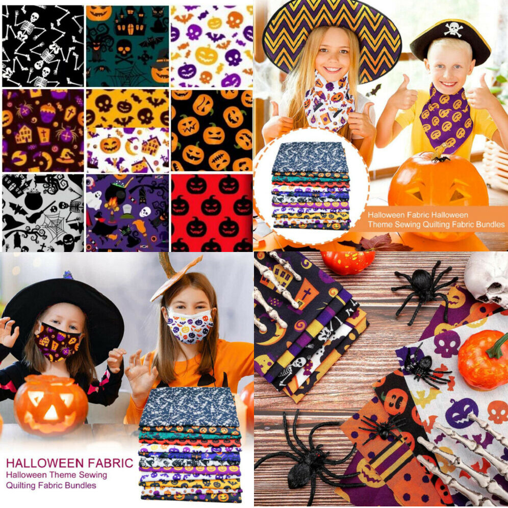 Halloween Cotton Fabric Decor Charm 40 Pcs Pack Lot 5″ SQUARES Quilting Pre-Cut