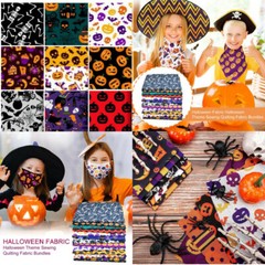 Halloween Cotton Fabric Decor Charm 40 Pcs Pack Lot 5″ SQUARES Quilting Pre-Cut