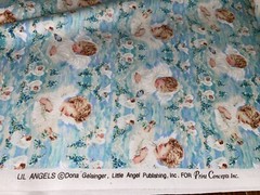 1 Yd Lil’ Little Angels Boys Girls w/ Birds by Dona Gelsinger Cotton Fabric BTY