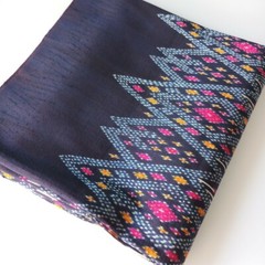 Thai Silk100% Natural Dark Blue Hand Woven Cloth High Quality Textile (2 Yards)