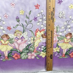 Leslie Beck Border Fabric Fairies Flowers Purple Springs Creative 2yds 34″ x 44