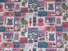By 1/2 Yd VTG 1994 Fabric Traditions Doll Dresses Hats Shoes Cotton Fabric BTHY