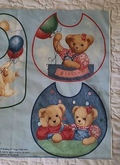 Daisy Kingdom Blue Jean Teddy Baby Bib Fabric Panel Bears W/ Balloons