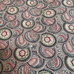 Paisley Floral Medallion Cotton Quilting Fabric Red Green Black 3 Yards x 44″