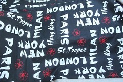 FABRIC PIECE SUE & SAM, 62×77.5 CITIES, PARIS, NEW YORK, HONG KONG, LONDON
