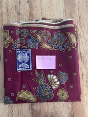 Pokok-Kelapa Indonesian Batik Sarong Fabric Cotton Floral Fan 41×71, Maroon Blue