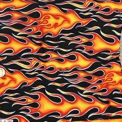Wheels on Fire Alexander Henry Cotton Fabric Flames Orange Black 1 Yard 44″ Wide