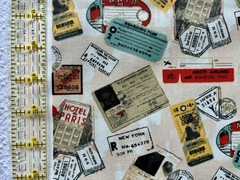 NEW & HTF Designer Novelty Exclusive BON VOYAGE TRAVEL TICKETS *100% Cotton FQ*