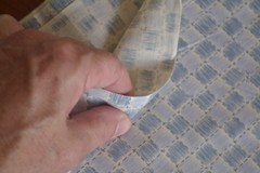 By 1/2 Yd, Vintage, Blue Checks on Tan Quilt Cotton, N590
