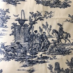 KINGSWAY FABRICS Toile Indigo Blue CHANTAL Fabric 4. Yards 54″ Width Continuous