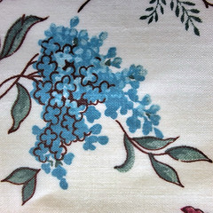 Flowers Vines Red Teal On Cream Chintz Joan Kessler Concord Cotton Fabric 2.5 YD
