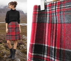 Vintage Lightweight Wool Plaid Check Fabric 150cm wide x 1.3 meters