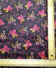 1 1/2 Yds Andover Fabric #9522 Brown Wine Red Pink Floral Leaves Cotton