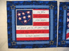 * 2 pillow top FABRIC PANEL PATRIOTIC 18 X 17″ SQUARE Psalm 91:11 & Psalm 4:8