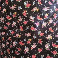 Mary Engelbreit Vintage 2001 Cranston Fabric Black Cabbage Roses 3 1/2 Yards