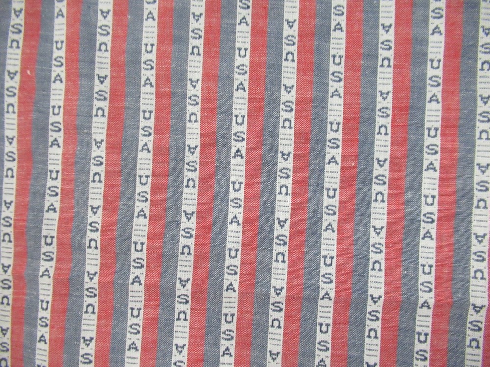 Patriotic Fabric Red White Blue Cotton Fabric Says USA Fabric SBTY BY 44″
