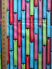 ZIPPERS SEWING ITEMS ZIPPER SEW ITEM BRIGHT COLORS COTTON FABRIC FQ