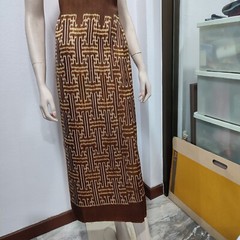 Thai Antique Silk Fabric Dark Brown Beige Hand Woven100% (For Crafting)