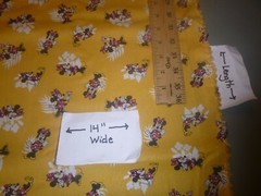 Minnie Mouse on Yellow Cotton fabric 14 INCHES WIDE and 36 inches long