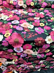 Lace Multicolor Embroidery 3d Floral Flowers Fabric By The Yard Black Mesh Dress