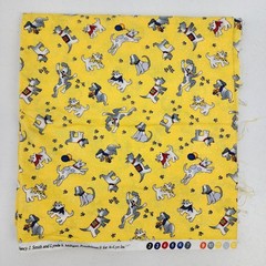 Vtg AvLyn Cotton Quilting Fabric 1.11 Yards 40×44″ Yellow Schnauzer Terrier Dogs