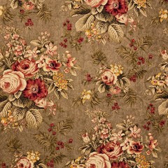 Vintage Richloom Floral Cotton Jacquard OLIVE Green Drapery Pillow Fabric BTY