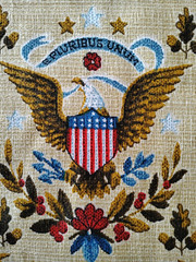 Patriotic 1776 Print on Cotton Drapery Sewing Fabric Loose Weave Rough Texture