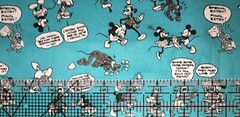 DISNEY MICKEY AND FRIENDS “Comic Toss” Cotton Fabric 36”x43” Yard New