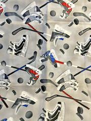 ALL STAR HOCKEY #22582 Novelty Hockey Skates Sticks on Gray Northcott 12”X 22″