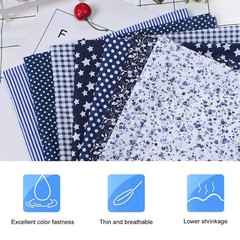 7-Pack 50x50cm Cotton Fabric DIY Assorted Pre-Cut Bedding Kit (Blue)