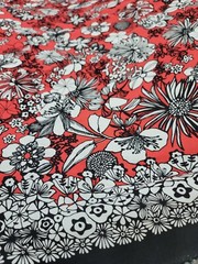 Rayon Challis Fabric By The Yard Coral Hawaiian Floral Tropical Fashion Summer