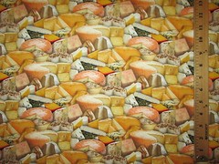 Cheese Variety Blocks Snack Realistic Food Cotton Fabric FQ
