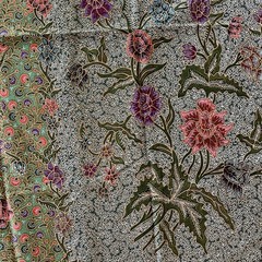 Vintage ADRM Dua Sekawan Floral Batik Sarong Green Purple Red Flowers 43”x 72”