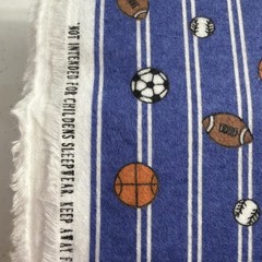 Flannel blue with Basketball Baseball Soccer Balls Football Fabric Sew Sewing