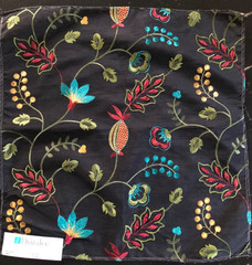DURALEE Floral in Jet 17 x 17 1/2″ Embroidered Fabric Sample