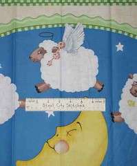 South Sea Nursery Counting Sheep Star Moon Baby Cotton Fabric 29″ WALL PANEL