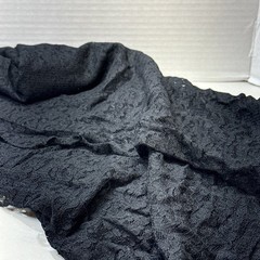 Black Floral Lace Fabric 2 Yards 4 Inches x 43” Wide Sheer Slight Stretch