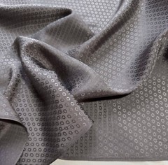 Charcoal Gray Geometric Circles – 100% Silk Jacquard Fabric
