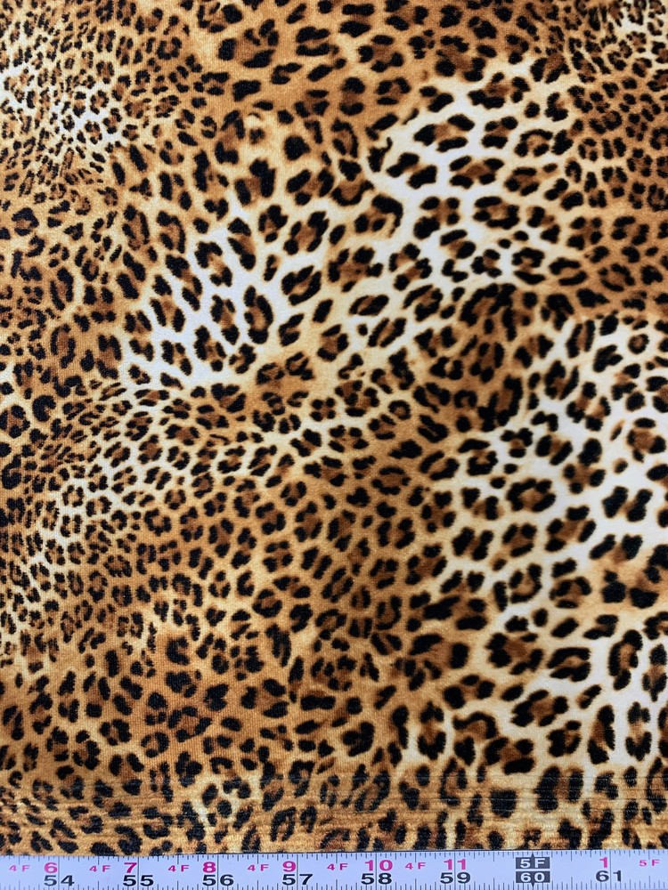 Dana BROWN BLACK Leopard Pattern Polyester Stretch Velvet Fabric by the Yard
