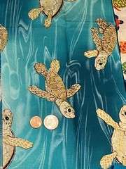 Sea Creatures Turtles Fish Aquatic Ocean Cotton Fabrics 3 Prints 1 Solid Aqua