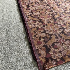 Vtg Unicorn Brocade Tapestry Fabric Animals Floral Maroons Gold 4.25 Yards 54” W