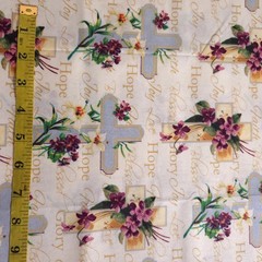 Religious Faith Crosses Cotton Fabric 44″x36″ Precut Yard Inspirational