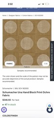 Schumacher Una Hand Block Print Ochre Fabric